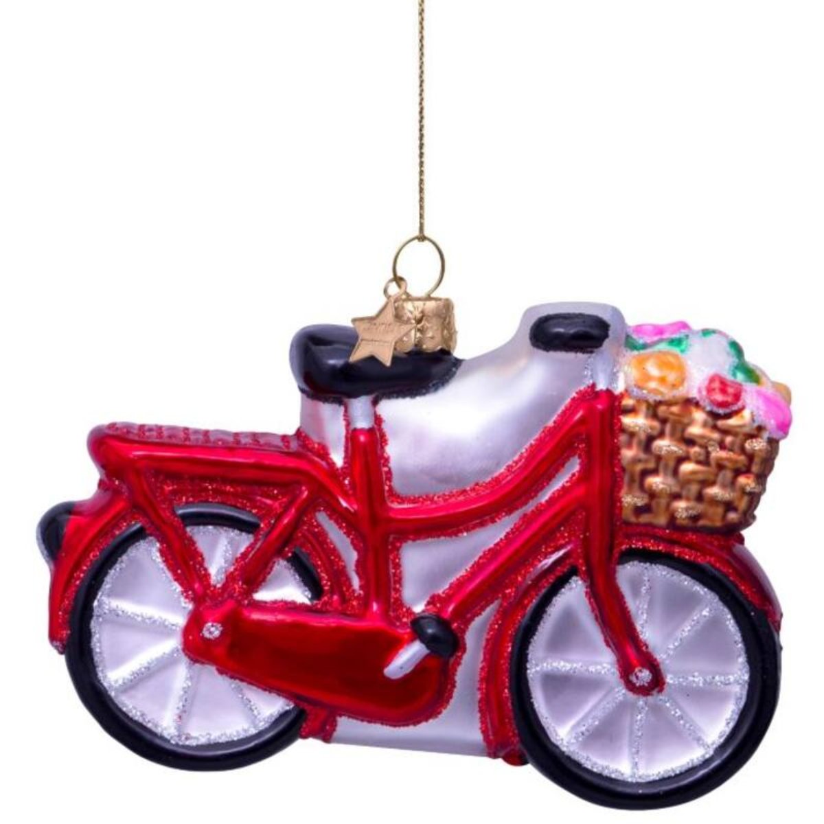 Christmas Ornament // Red Bike w. Flowers