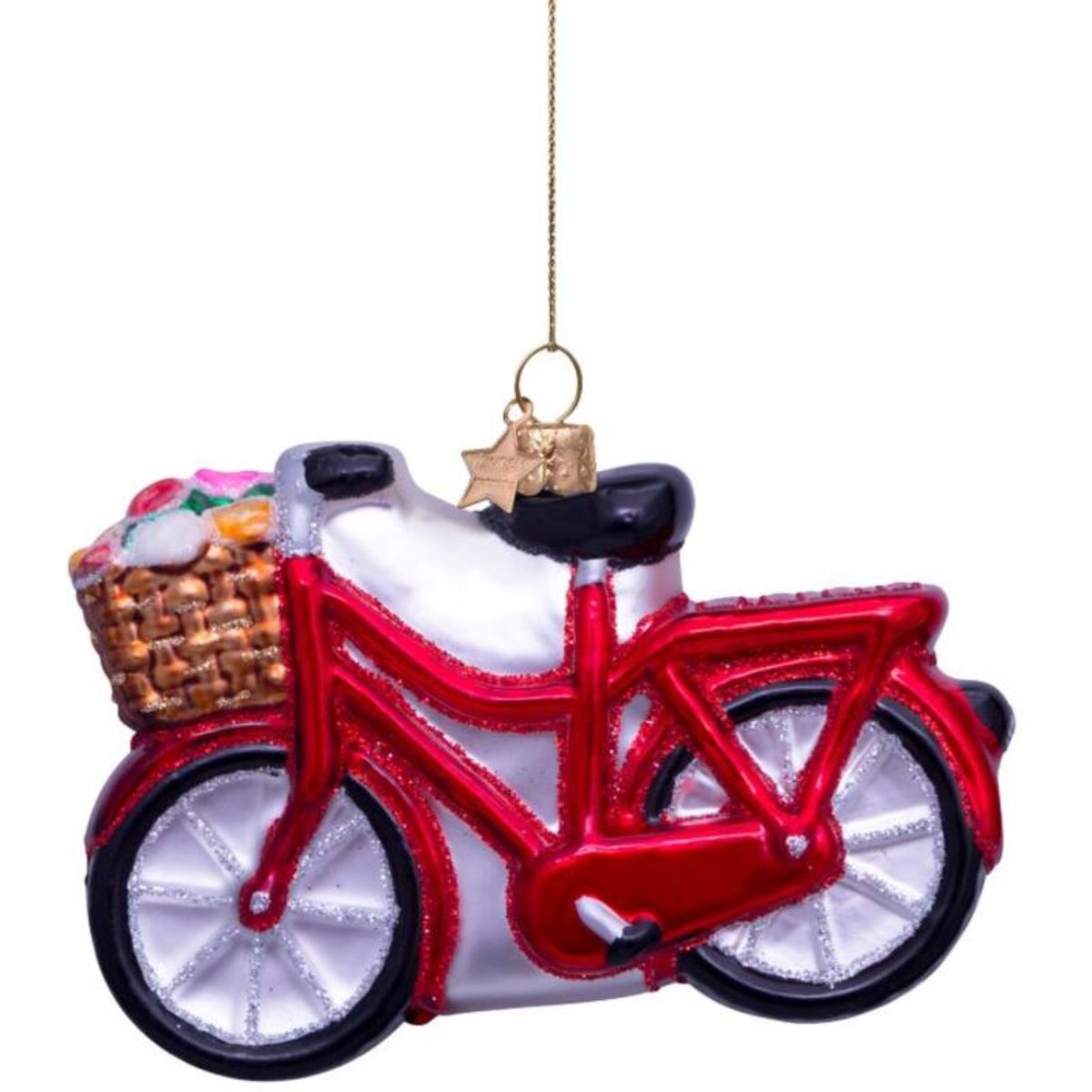 Christmas Ornament // Red Bike w. Flowers