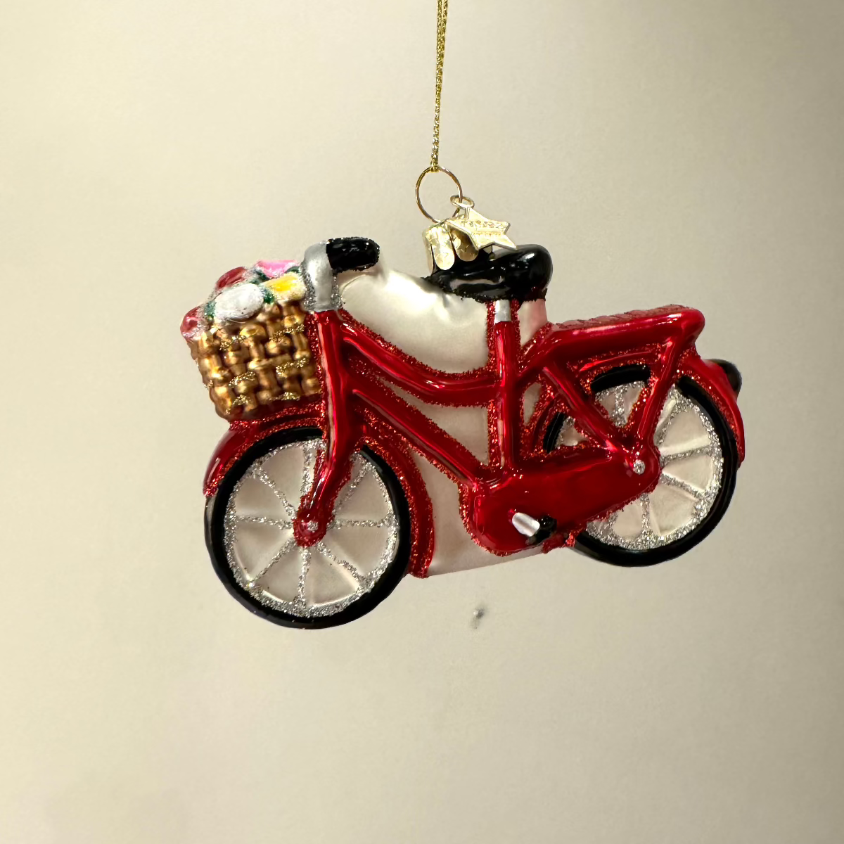 Christmas Ornament // Red Bike w. Flowers